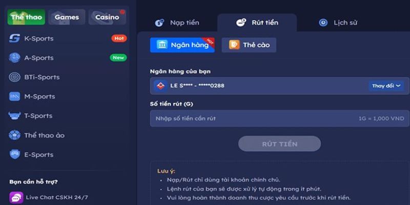 Lưu ý kiểm tra phí giao dịch trước khi yêu cầu rút tiền DA88